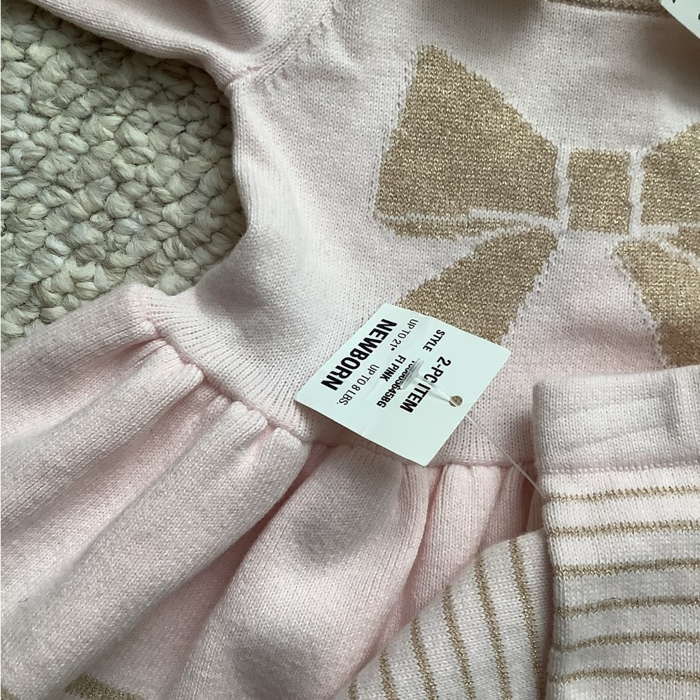 NWT First Impressions Holiday Winter Outfit Newborn Pink Gold - Picture 3 of 4